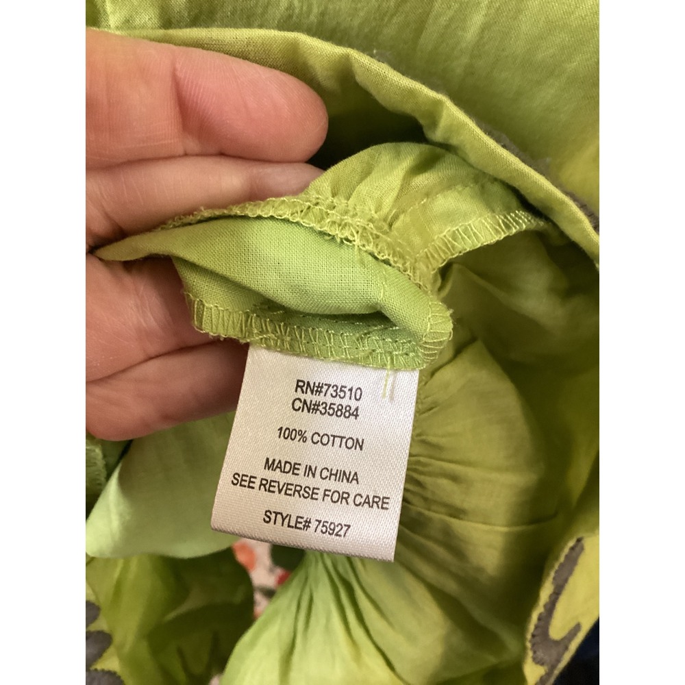 Uncle Frank Lime Green Tiered Scalloped Embroidered Cotton Babydoll Dress Medium - Picture 4 of 4